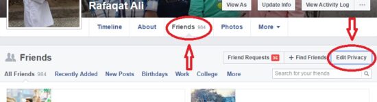 Hide Facebook Friends List from Others