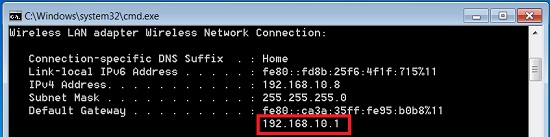 find ip address of router using command prompt