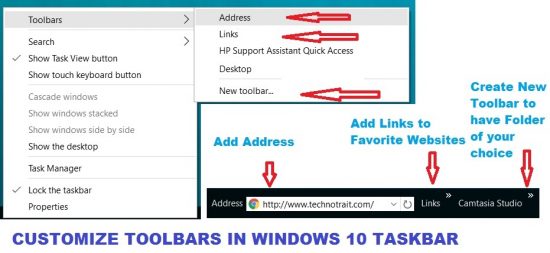 customize toolbars in windows 10 taskbar