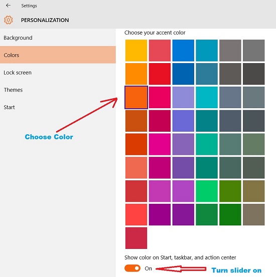 Change color of Windows 10 menu
