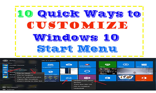 ways to customize windows 10 start menu