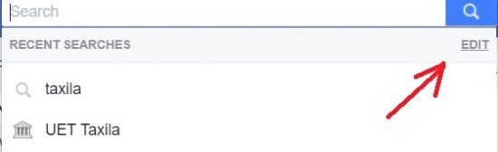 facebook recent searches